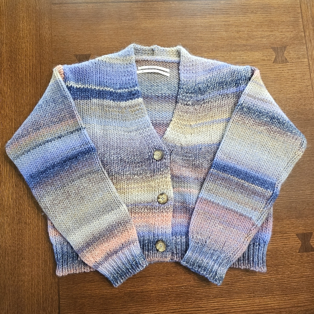 By Anthropologie Spacedye Striped Wool Cardigan XS